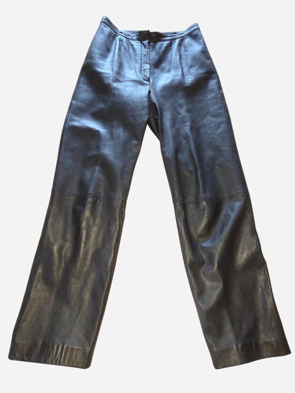 Vintage leather high waist biker trousers with suede lining - black size 6/8